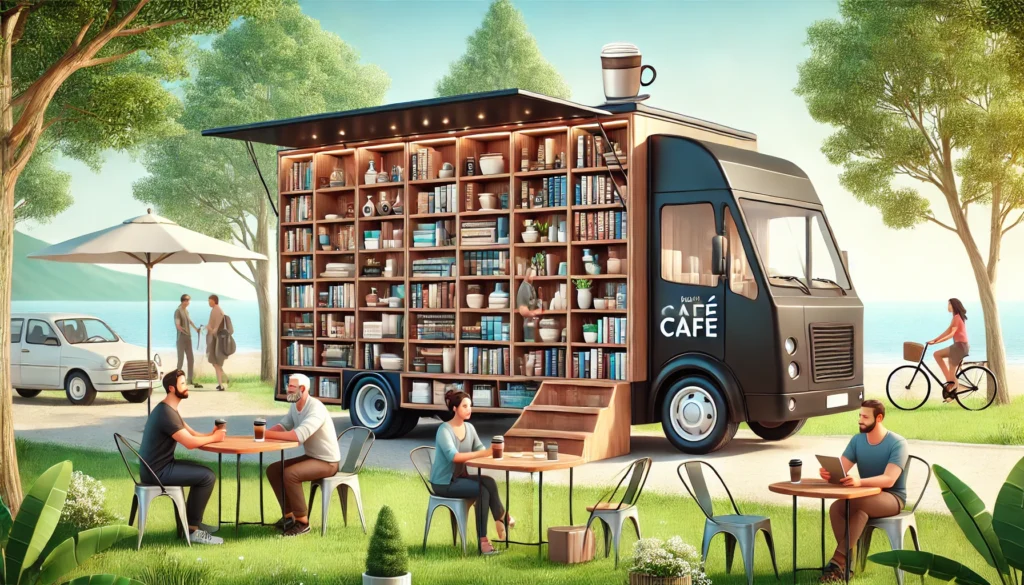 أفضل 44 فكرة لمشاريع غير منتشرة تحقق نجاح كبير في 2025 مشروع مقهى كتب متنقل