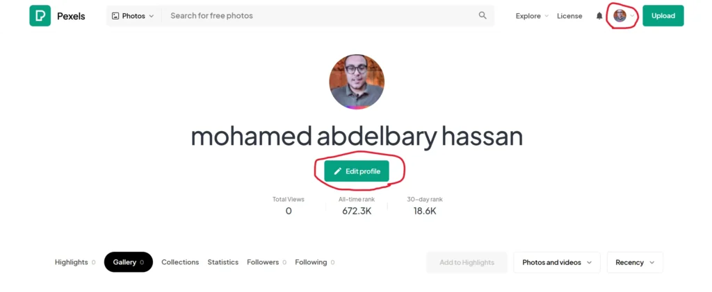 5 طرق تحقق لك الربح من موقع pexels في خطوات فعالة ومضمونة أضف صورة شخصية إلى حسابك